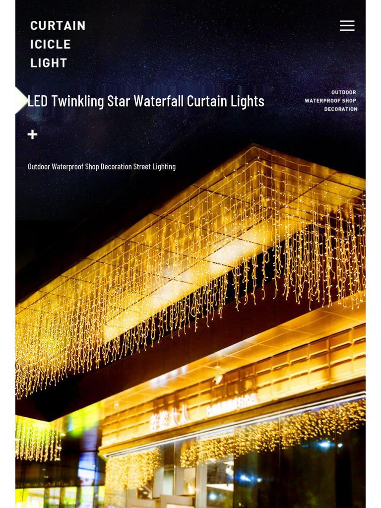 Cross-border Waterproof LED Outdoor Twinkling String Lights for Courtyard and Decorative Waterfall Lighting