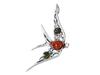Silver Cat Pendant with Amber Oxidized Silver Kitten Pendant