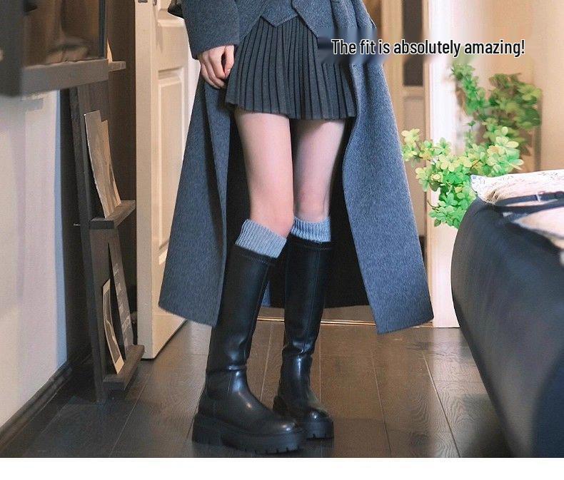 Miu-Style Dark Gray Wool Pleated Women's A-Line Skirt - 2025 New Thickened JK Style for Autumn/Winter