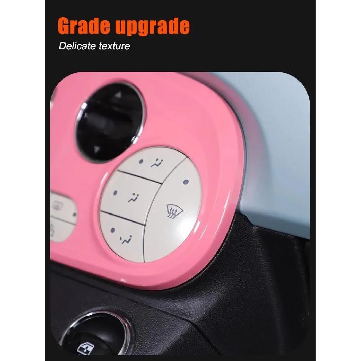 Für Fiat 500 2016-2024 ABS Kohlefaser Auto Klimaanlagen-Einstellschalter Knopf Rahmen Abdeckung Innenraum Auto Zubehör