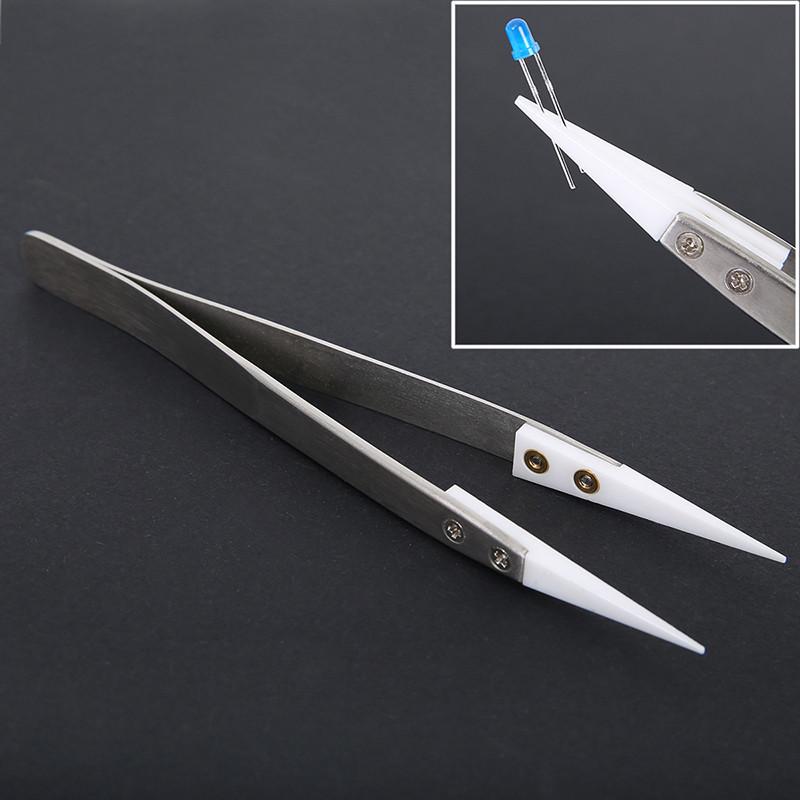 Steel Ceramic Stainless Pointed Tip Tweezer Heat Resistant Antistatic Antiacid