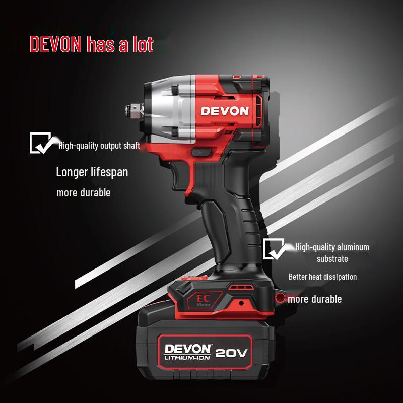 Llave de impacto inalámbrica sin escobillas Devon 20V 550Nm Enchufe CN (adaptador incluido)