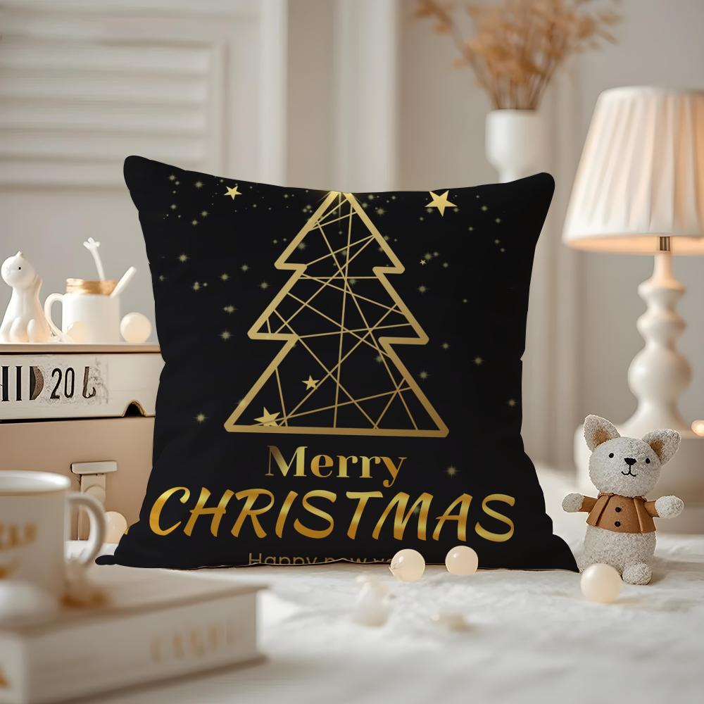 Christmas Tree Cushion Cover Pattern Printed Pillowcase For Living Room Sofa Cushion Cover & Bedroom Decor