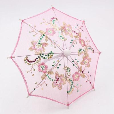 Cartoon Style Pink Dolls with Umbrellas