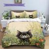 Cute Cat Pattern Bedding Quilt Set  Home Decoration  Gift (1 * Duvet Cover + 2 * Pillowcase  Without Core)