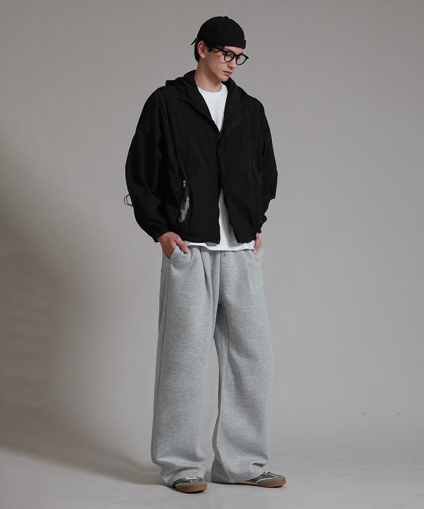 LIKE THE MOST Training Label Pintuck Wide Pants_Melange