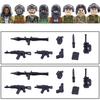 Non-Toxic City Accessories Moc Villain Gangster Figures Building Block Modern Soldier Mask Helmet Guns Bazooka Military Weapon Bricks Toys