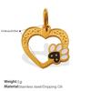 18K Gold-Plated Stainless Steel Moon Heart Diamond Pendant for DIY Jewelry