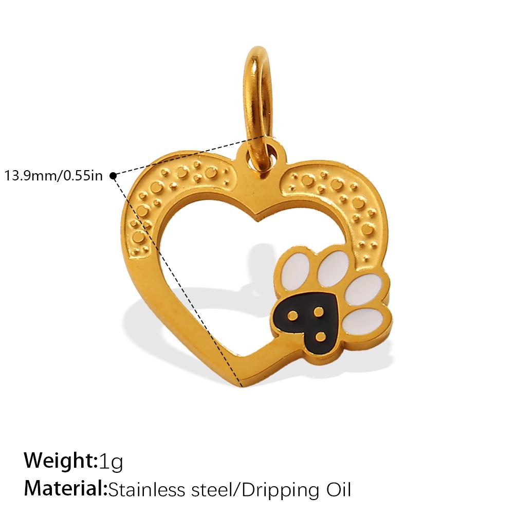 18K Gold-Plated Stainless Steel Moon Heart Diamond Pendant for DIY Jewelry