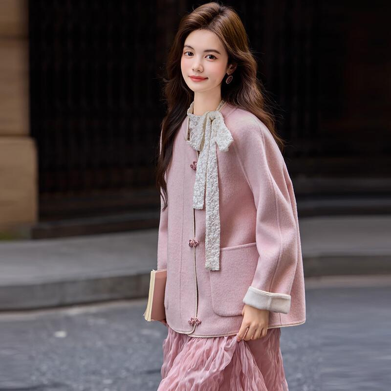 Bailuyu New Chinese Style Wool Blend Double-Faced Coat