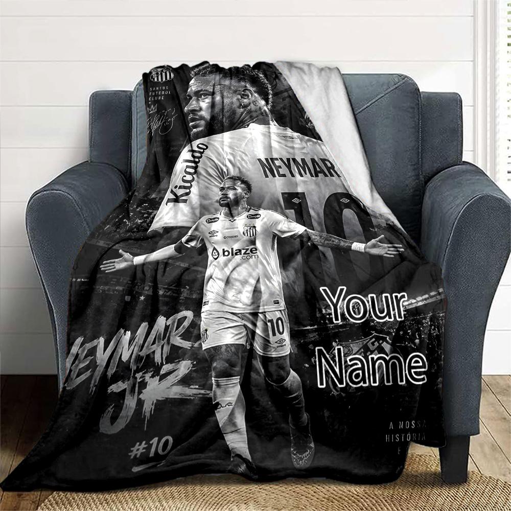 1 Stück Neymar Decke mit individuellem Namen, Geschenk, für Männer und Frauen, Weiche Decke, Gut für Schlafsofa Couch Reisen, Leichte Flanelldecke