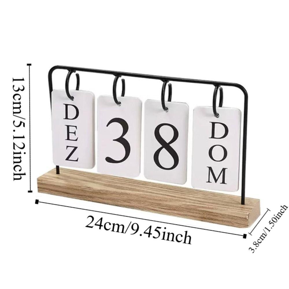 Wooden Desktop Flip Calendar Turn Page Design Vintage Standing Calendar Creative Series Date Display Wooden Calendar