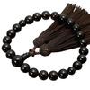 Men's Buddhist Prayer Beads, Kyoto Style, 22 Fine Brown Crystal Beads with Silk Tassel, Suitable for All Sects, Ideal for Informal Funerals, Buddhist