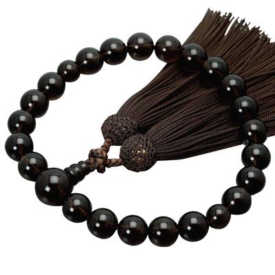 Buddhistische Gebetsperlen für Herren, Kyoto-Stil, 22 feine braune Kristallperlen mit Seidenquaste, für alle Sekten geeignet, ideal für informelle Beerdigungen, buddhistisch