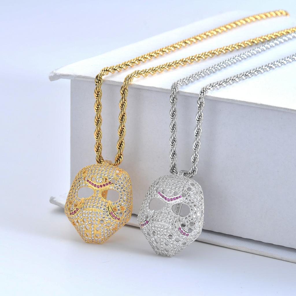 Pendentif Masque Rétro Personnalisé Pop-Up, Accessoire Tendance Européen et Américain, Micro-Incrusté de Zircon