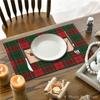Weihnachts-Leinen rutschfeste hitzebeständige Esstisch-Matte