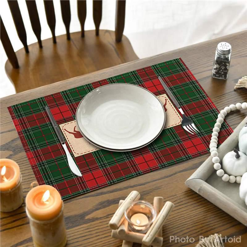 Weihnachts-Leinen rutschfeste hitzebeständige Esstisch-Matte
