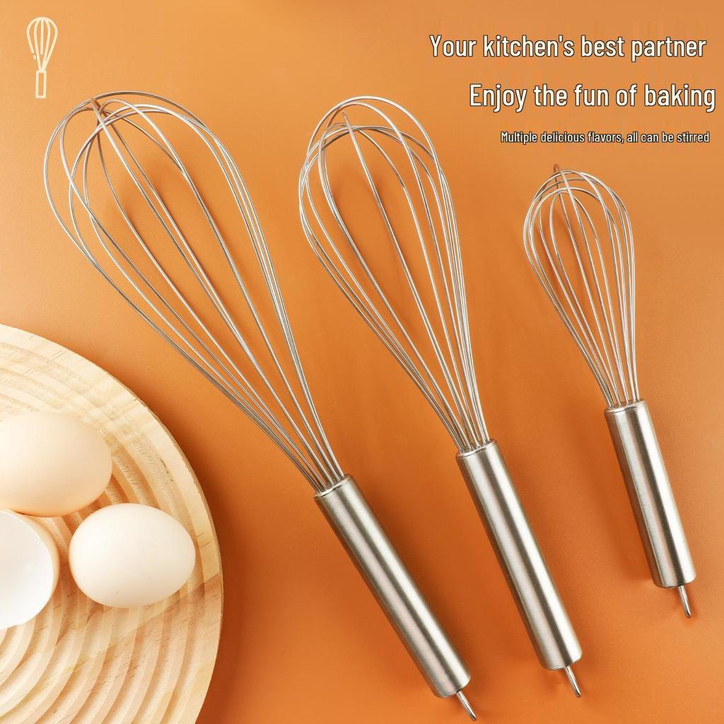 Stainless Steel Handheld Egg Beater & Milk Frother for Baking