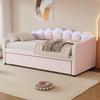 Schlafsofa Polsterbett 90 x 200 cm, Ausziehbares Bettsofa, Ausziehbett mit Rollen, mit LED-Licht, Samt minimalistisches Styling Ohne Matratze