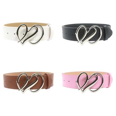 Fashionable PU Leather Belt with Heart Buckle Elegant Waist Belt Showcasing Your Charm Suitable for Various Occasion