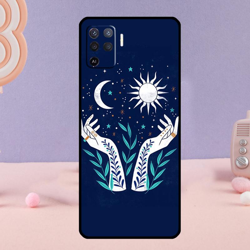 Sun Moon Art Phone Case For Oppo A38 A18 A58 A78 A98 A79 A40 A60 A80 A16 A76 A96 A15 A74 A94 A54 A77 A17