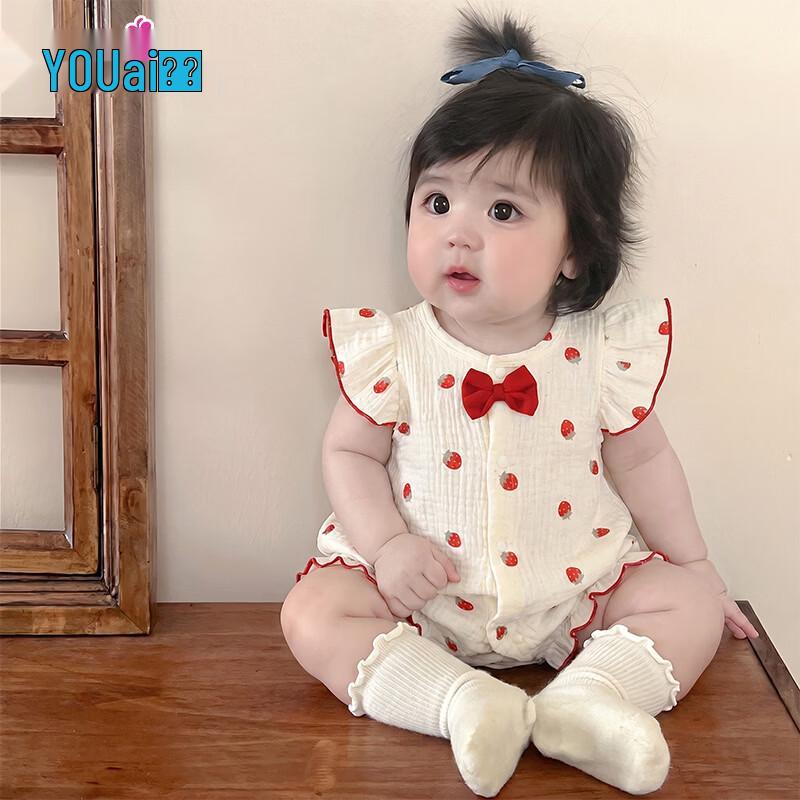 Baby Girl's Summer Lightweight Ruffle Sleeve Romper