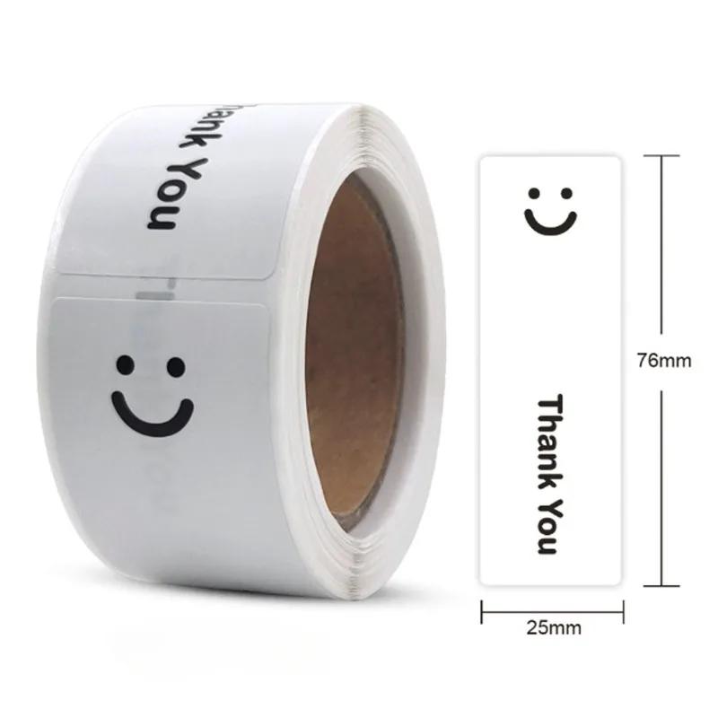 

120 шт./рулон Креативна проста чорно-біла посмішка наклейка подяки Подарункова сумка Конверт Печатка Декоративна самоклеюча етикетка Наклейка