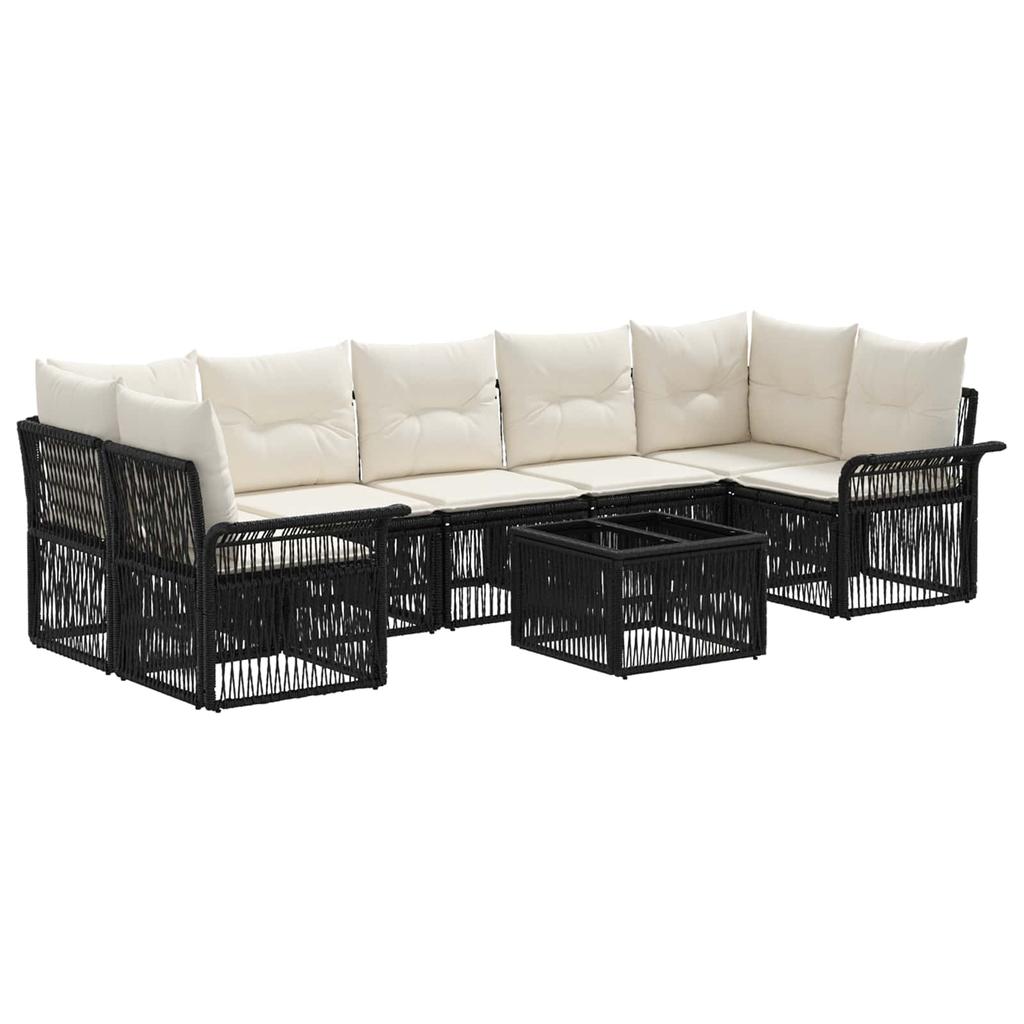 Garden Sofa Set 8 Pieces Black Poly Rattan