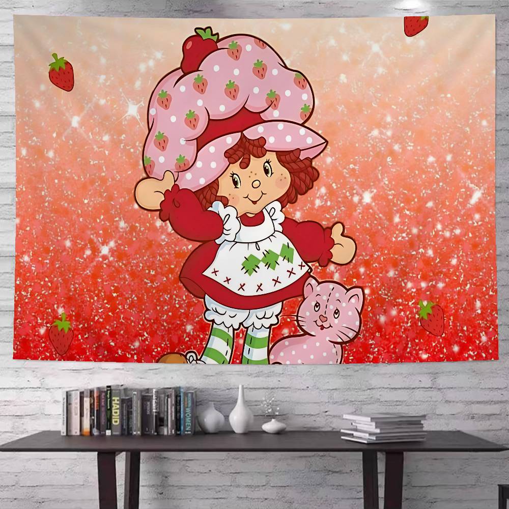 SStrawberryshortcake Girl Anime Tapestry Hanging Tarot Hippie Wall Rugs Dorm Wall Hanging Sheets