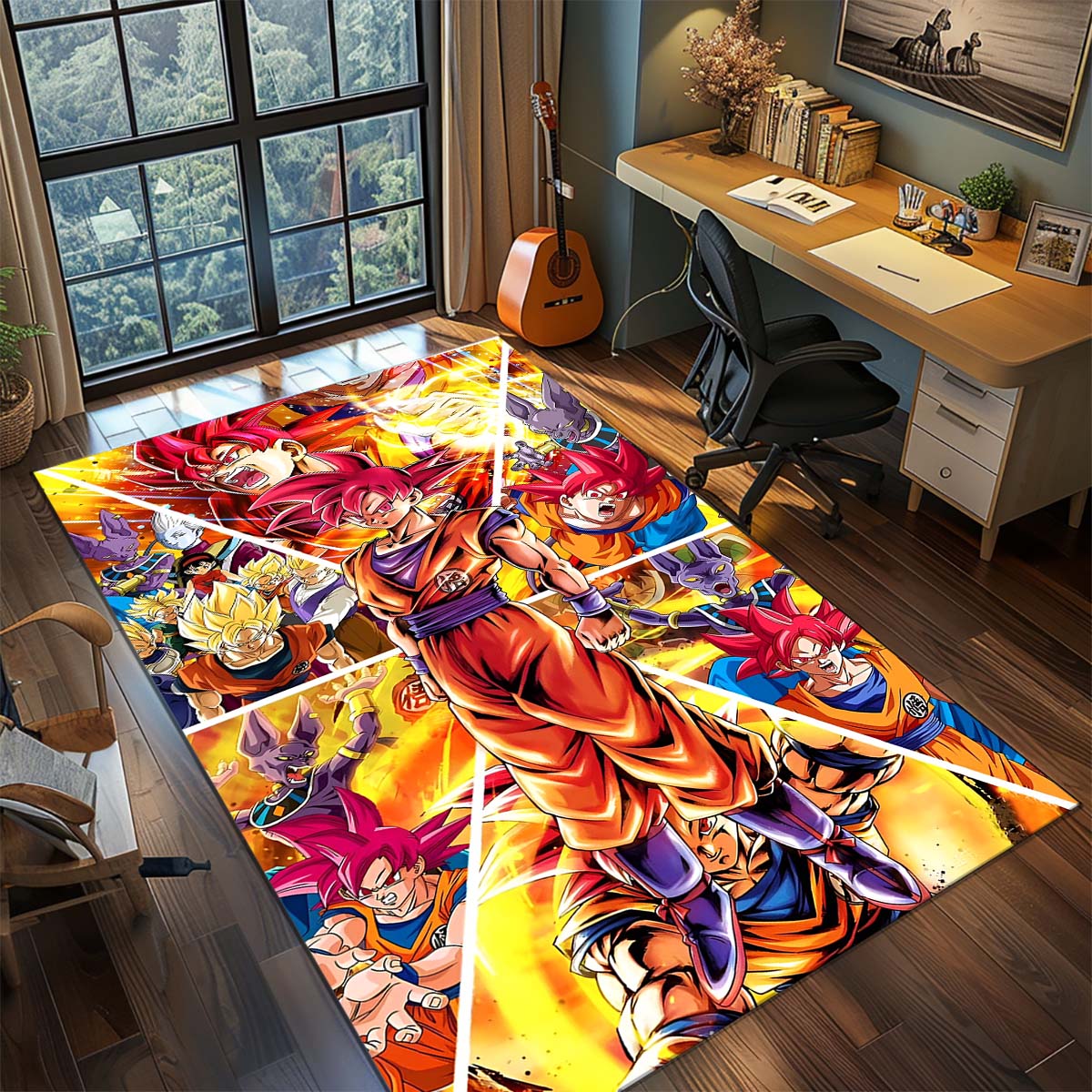 

Dragon Ball Goku Anime Rug Carpet Large Area Rug Non Slip Washable Floor Mat Gamer Room Bedroom Home Decor -QJY 60x90cm