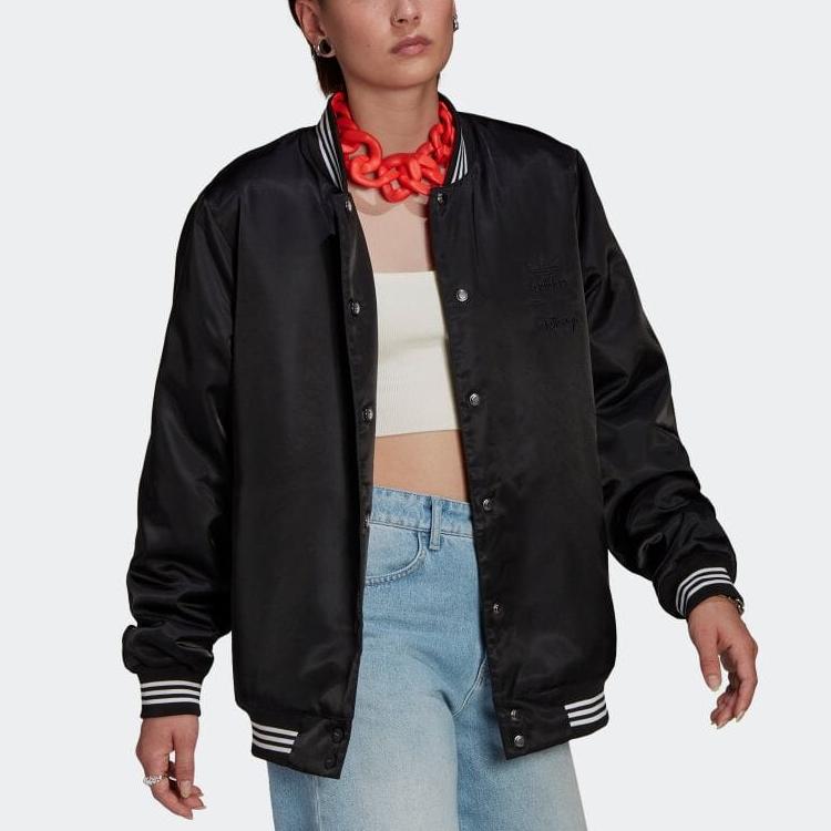 adidas Originals X Disney Bambi Pattern Warm Baseball Cotton Jacket Women Jacket Black HE6867