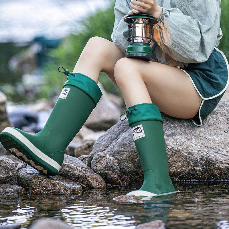 Fashion Beam Mouth High Tube Waterproof Rain Boots For Men And Women Couples With The Same Outdoor Non-Slip Car Wash Work Boots 36-44