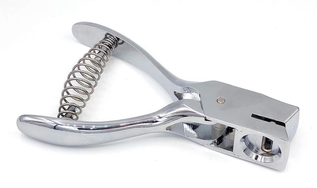 Kucaa Metal Silver Handheld Slot Hole Punch Pliers for PVC and Photo ID Cards Cards, Badges, (15x3mm)