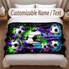 Soccer Theme Soft Blanket Personalized Custom Name Text Print Warm Blanket Home Sofa Bedroom Decor