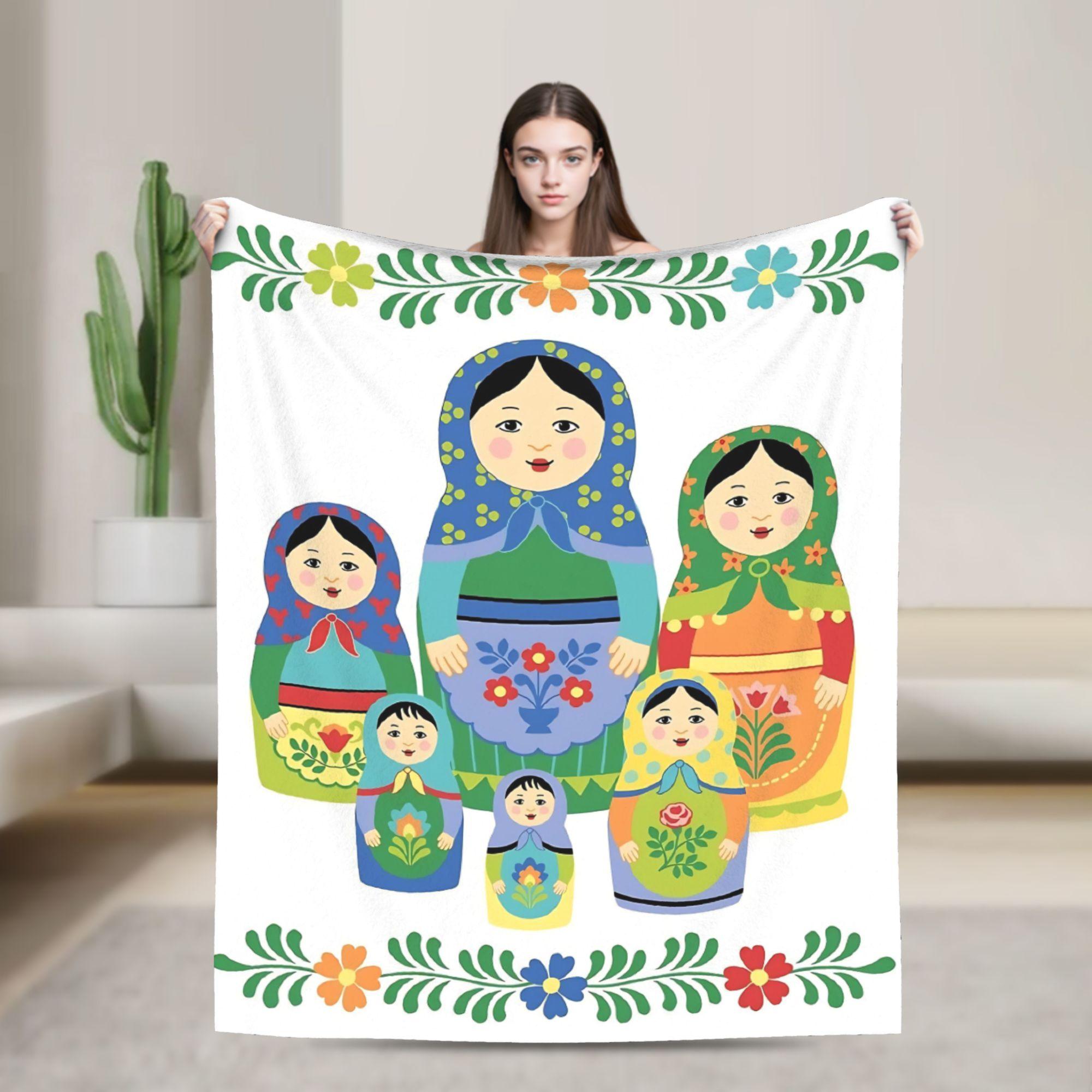 

Matryoshka Russian Nesting Doll Plush Blanket Cute Novelty Throw Blankets for Home Hotel Sofa 150*125cm Ultra-Soft 150x200cm