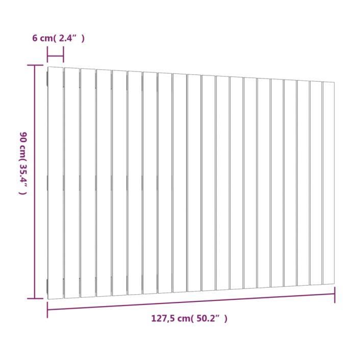 824888 vidaXL Tête de lit murale 127,5x3x90 cm Bois massif de pin
