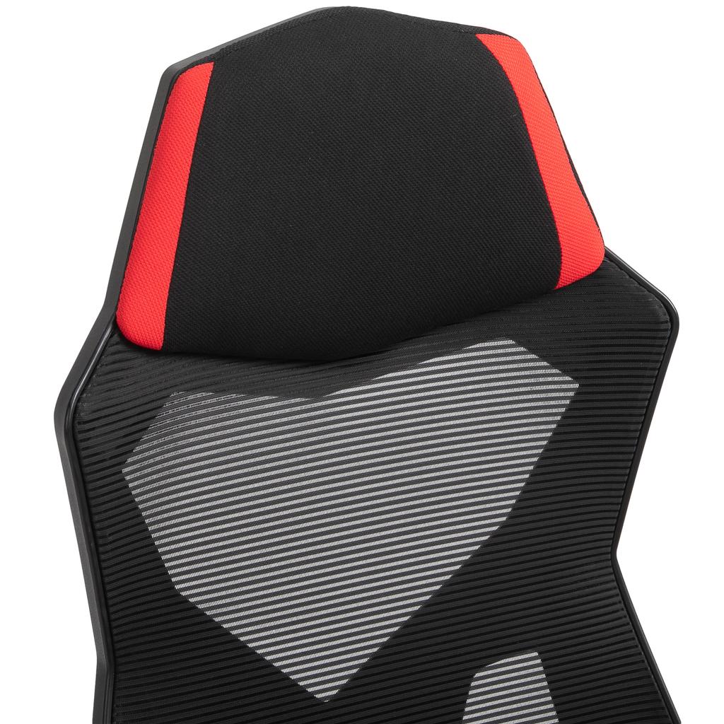 Ergonomic Office Chair, Gaming Chair, Swivel Chair with Footrest, PC Chair, Executive Chair, Height Adjustable, Polyester, Black+Red