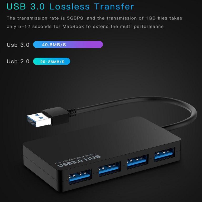 Ultra-Thin USB 3.0 High-Speed 4-Port Hub Splitter