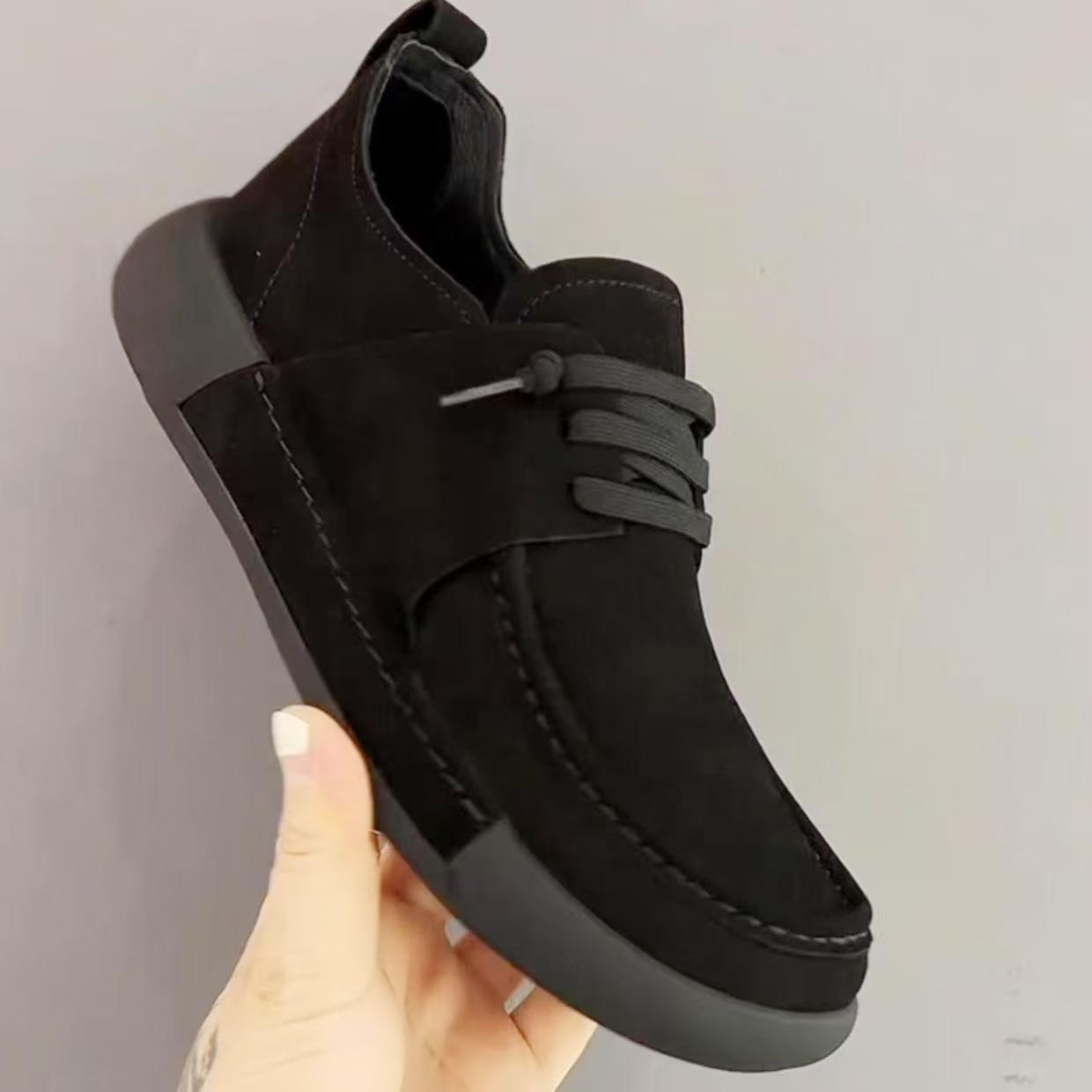 

Мужская обувь 2025 года, новая мягкая кожа, легкая, универсальная, дышащая, повседневная обувь, модный тренд, ретро, повседневная обувь на плоской подошве 39 чёрный