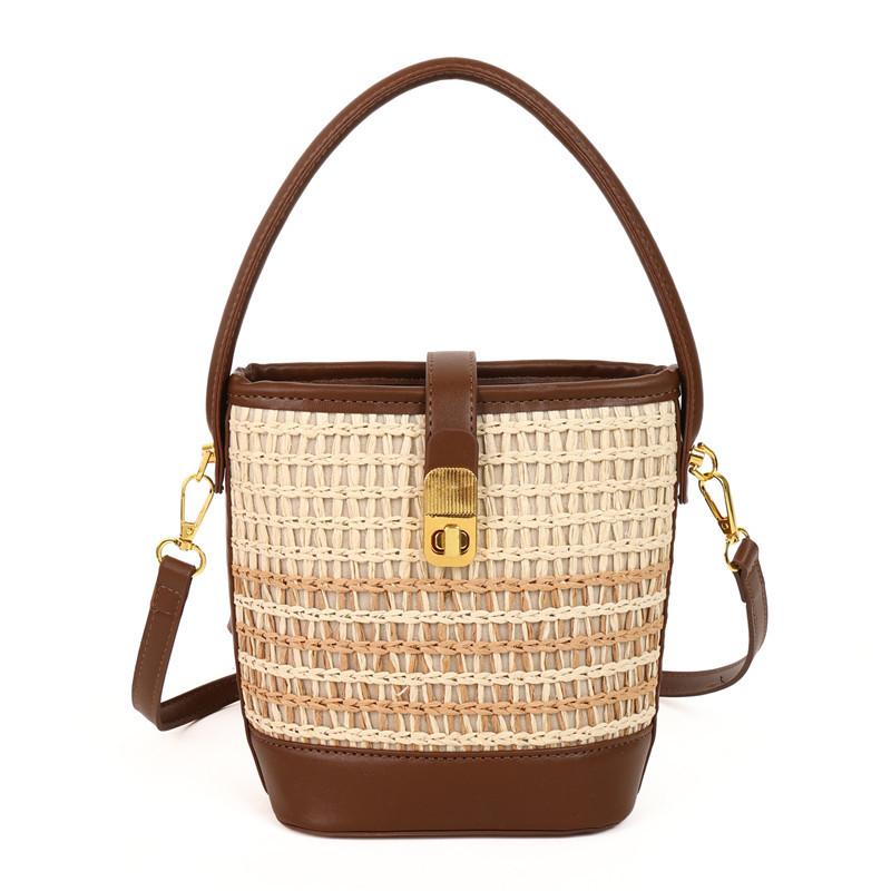 Summer Hand-held Straw Bag Niche Fashion High-end Women's Shoulder Messenger Bag Summer New Woven Bag