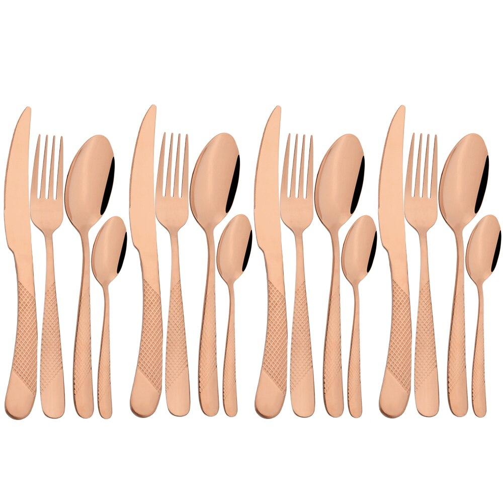 16Pcs Stainless Steel Cutlery Set High Quality Dinnerware Knife Fork Tea Spoon Silverware Set Kitchen Home Flatware Set