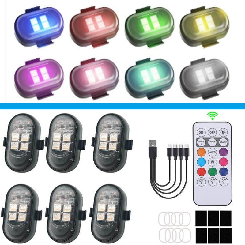 Wireless LED Strobe Lights Car Decor Atmosphere Light Warning Lights RGB Led Aircraft Strobe Lights Car Motorcycle LED Lights