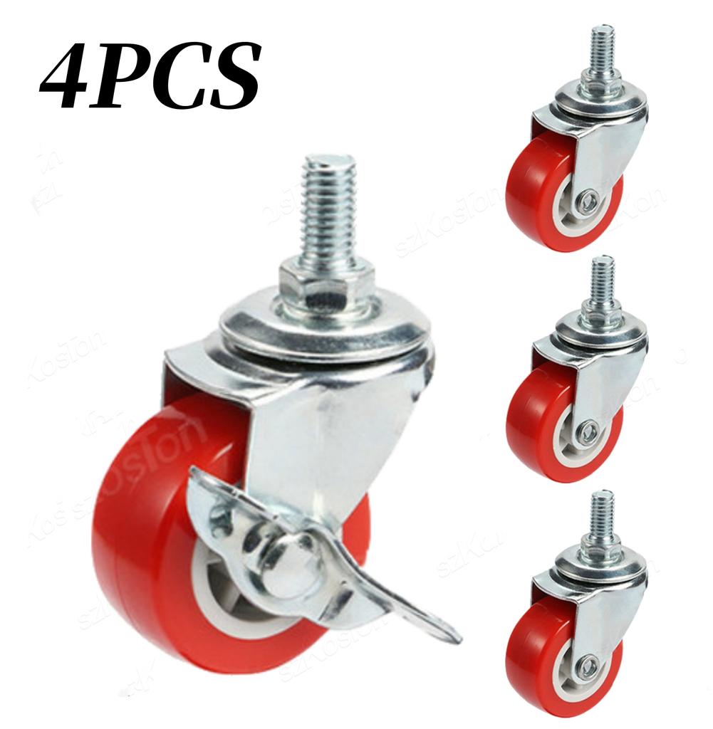 4 Τεμάχια Βαρέως Τύπου 1"/1.25"/1.5"/2" Universal Περιστρεφόμενοι Τροχοί με Ρουλεμάν και Βιδωτό Στέλεχος για Καρότσι Έπιπλα Τροχός με Βιδωτό Στέλεχος M8