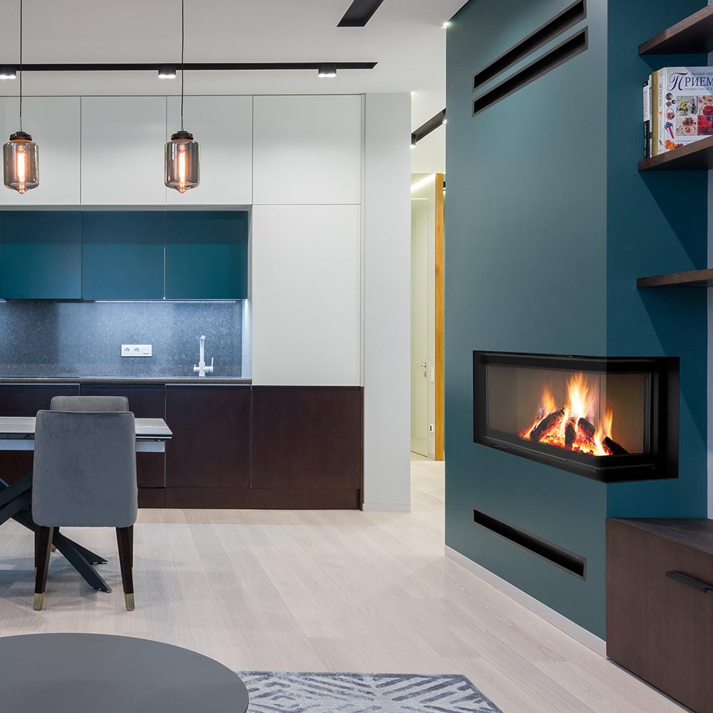 Steel Fireplace KRATKI NADIA Right 14 kW Ø 200 Lift-up