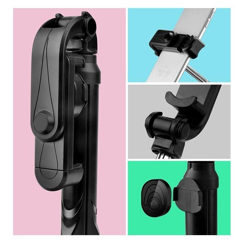 Mini Wireless Bluetooth Selfie Stick Monopod Extendable Tripod Selfie Stick & Double Phone Holder