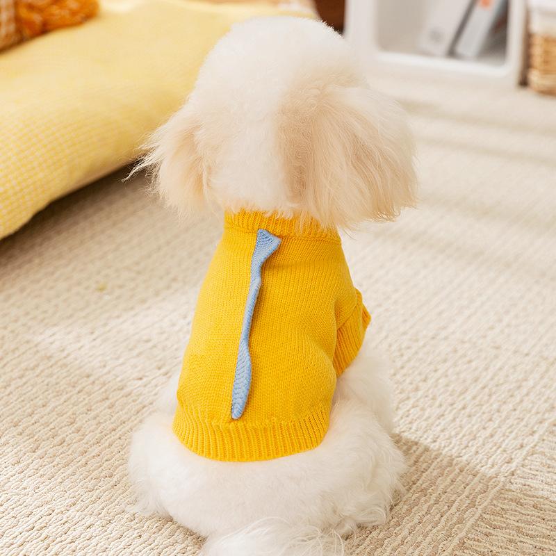 Cute Little Dinosaur Autumn and Winter Dog Sweater Knitted Teddy Puppet Cat Clothing Two-legged Pet Clothes