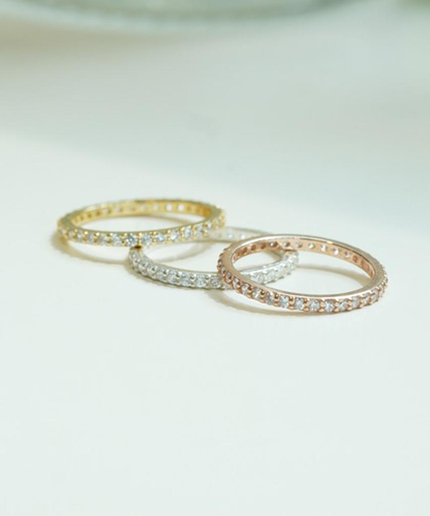 Alleun Silver 925 Couple Cubic Square Thin Ring White