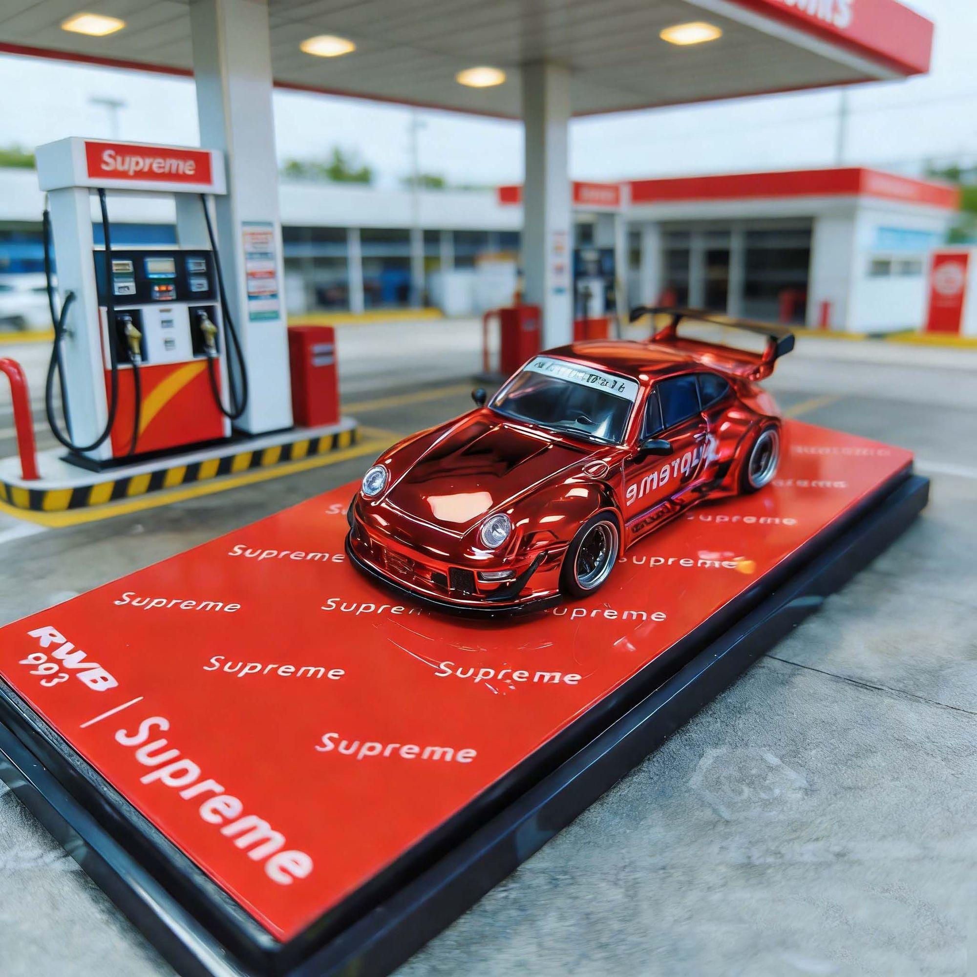 Flame 1:64 Porsche Rwb 993 964 In Electroplated Red Sup Coca-cola Alloy Car Model