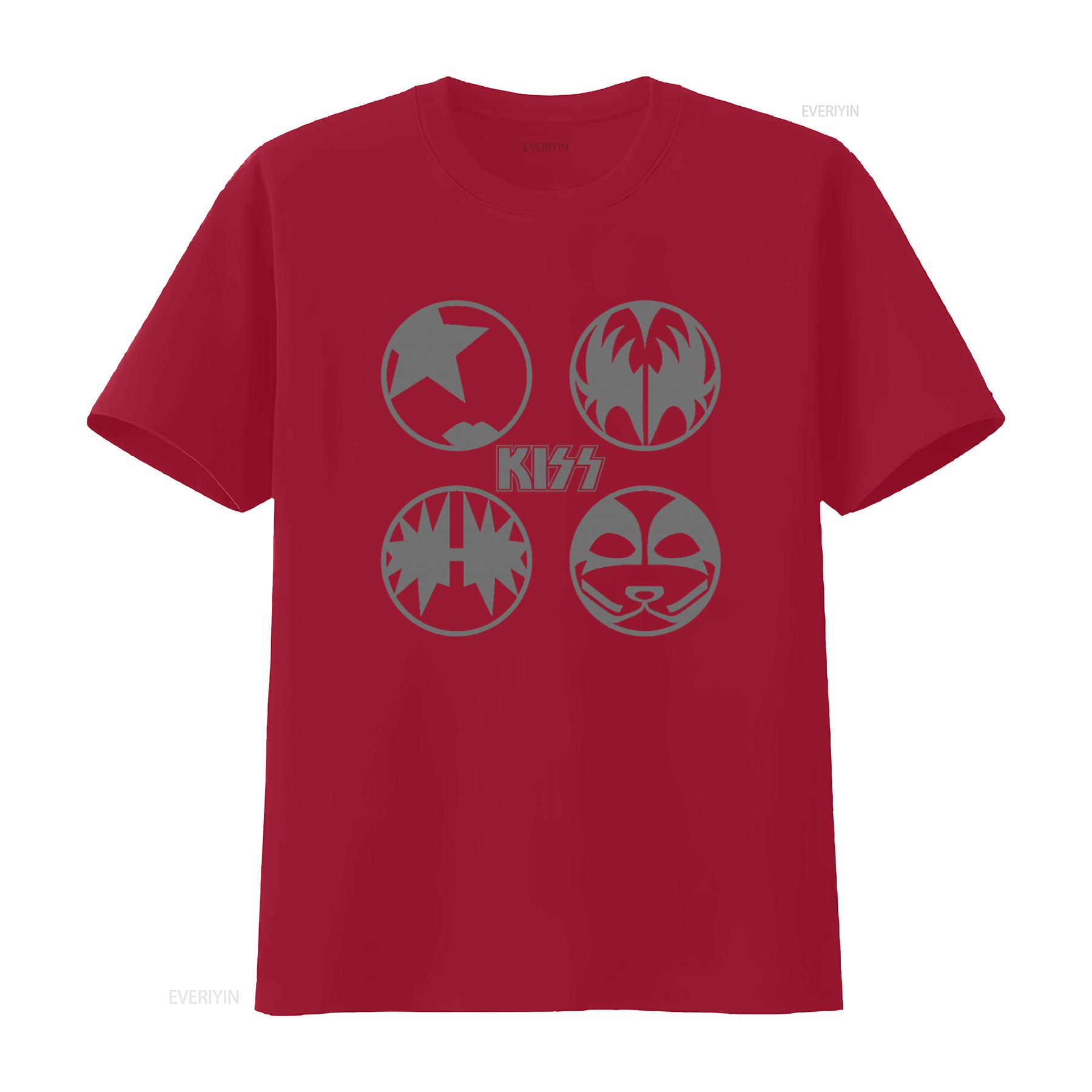 

Kiss Paint Circles Print T Shirt for Fashion vintage Washed Top For Everyday Wear Soft homme Stretched Breathable streetwear S