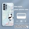 Beaded Panda Silver For Samsung Galaxy S23 U Ltra 24 Plus S20 21 FE S25 Ultra A70 A72 73 51 52 53 Tempered Glass Phone Case